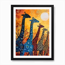 Geometric Abstract Giraffe Herd 1 Art Print