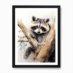 Raccoon Woodland Watercolour 3 Art Print