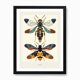 Colourful Insect Illustration Wasp 2 Poster Affiche