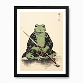 Frog Samurai, Matsumoto Hoji Inspired Japanese 4 Bathroom Art Print