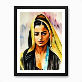 Lubna Azabal In Incendies Watercolor Art Print