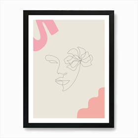 Portrait Of A Woman line art pink Art Print