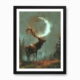 Deer In The Moonlight 11 Art Print