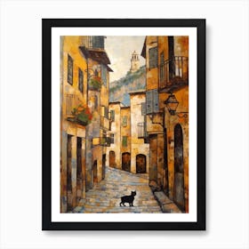 Painting Of Florence With A Cat In The Style Of Gustav Klimt 1 Art Print