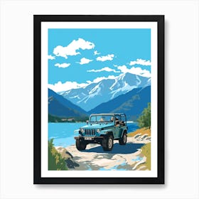 A Jeep Wrangler In The Lake Como Italy Illustration 4 Art Print