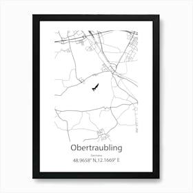 Obertraubling,Germany Minimalist Map Art Print