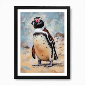 African Penguin Carcass Island Oil Painting 3 Art Print