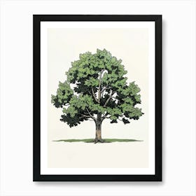 Oak Tree Pixel Illustration 3 Art Print