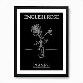 English Rose In A Vase Line Drawing 3 Poster Inverted Art Print