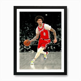 Lonzo Ball Of The Chicago Bulls Walks Backcourt During A Game Against The Brooklyn Nets Art Print