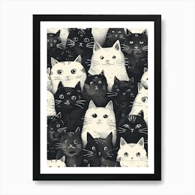 Perfectly Repeatable Artwork With Cute Cat Faces 53 Art Print