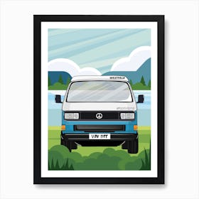 VW Van by the lake Art Print