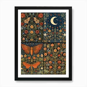 William Morris Moon And Butterflies 2 Art Print