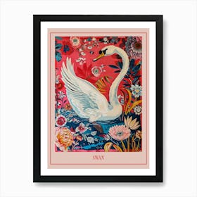 Floral Animal Painting Swan 3 Poster Art Print