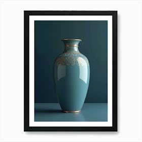 A Classic Vase Plain Ethnic Accents Dark Blue Background Realistic Vertical 93 Kafg Dfto Art Print
