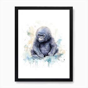 Baby Gorilla Art Watercolour Nursery 6 Art Print