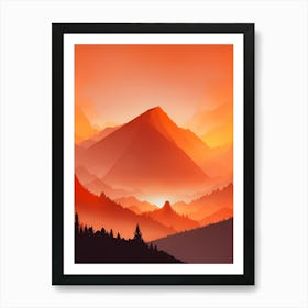 Misty Mountains Vertical Composition In Orange Tone 214 Art Print