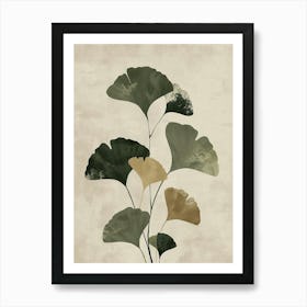 Ginkgo Tree Minimal Japandi Illustration 3 Art Print