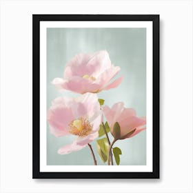 Magnolia Flowers Acrylic Painting In Pastel Colours 3 Art Print