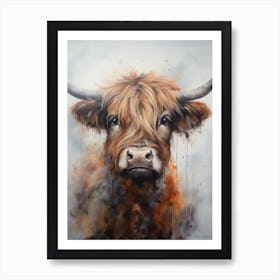 Brushstroke Portrait Of Highland Cow 1 Art Print