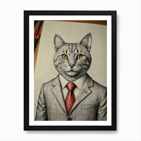 Business Cat 4 Art Print