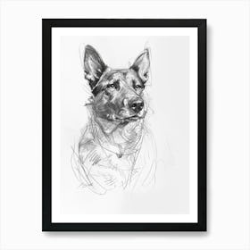 Akita Dog Charcoal Line 1 Art Print