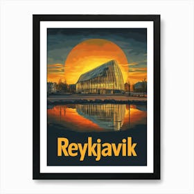 Aihrgdesign A Mid Century Modern Travel Poster For Reykjavik 3 Art Print