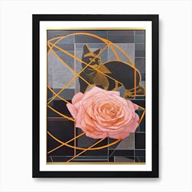 Rose With A Cat 4 Abstract Expressionist Art Print