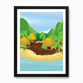 Huts On The Beach Art Print