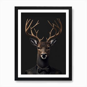Deer Wearing Tuxedo Art Print
