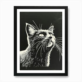 Exotic Shorthair Linocut Blockprint 5 Póster