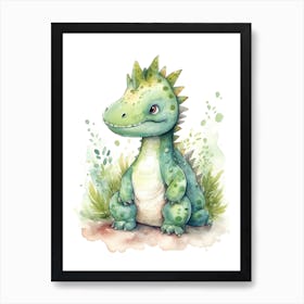 Nodosaurus Cute Dinosaur Watercolour 2 Art Print