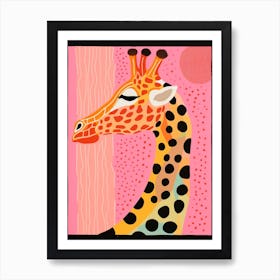 Pink Orange Giraffe Portrait Patterns 2 Art Print