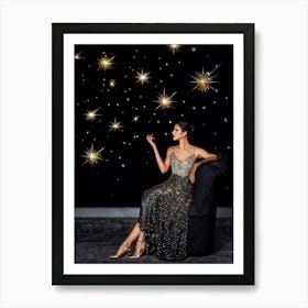 A Cosmic Scene Capturing The Night Sky Aglow With Glittering Stars And A Dusting Of Sparkling Galaxi (5) Art Print