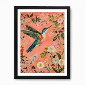 Floral Animal Painting Hummingbird 4 Art Print