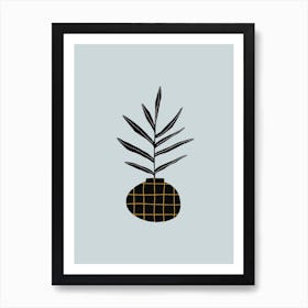 Modern Plant With Grid Art Print