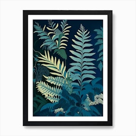 Blue Star Fern Rousseau Inspired Art Print