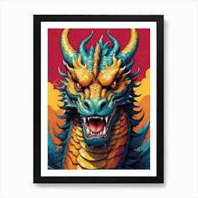 Japanese Dragon Pop Art Style (4) Art Print