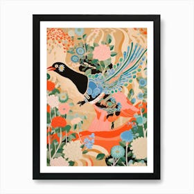 Maximalist Bird Painting Magpie 1 Art Print