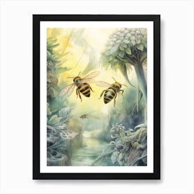 Bee Venom Bee Beehive Watercolour Illustration 4 Art Print