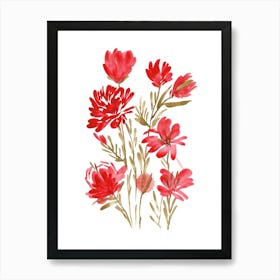 Blooming Red Flowers Art Print