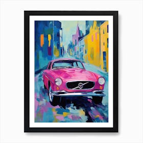 Volvo P1800 Vintage Car Matisse Style Drawing Colourful 2 Art Print