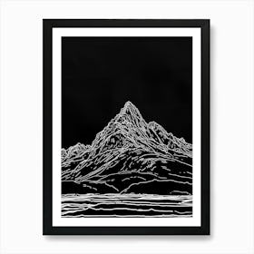 Beinn Mhanach Mountain Line Drawing 1 Art Print