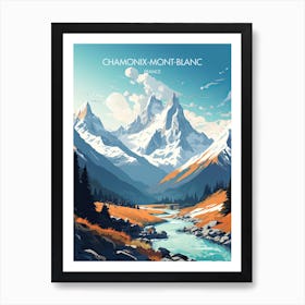 Poster Of Chamonix Mont Blanc   France, Ski Resort Illustration 3 Art Print