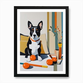 Dog With Oranges 1 Art Print