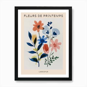 Spring Floral French Poster  Larkspur 4 Art Print