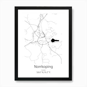 Norrkoping,Sweden Minimalist Map Art Print