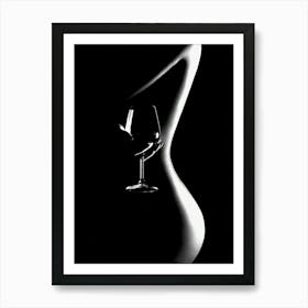 Black And White Woman Drinking Wine Art Print