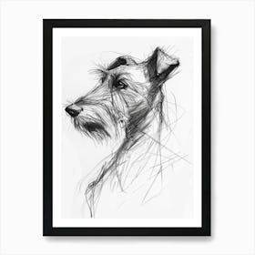 Irish Terrier Dog Charcoal Line 2 Art Print