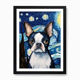 French Bulldog Starry Night Dog Portrait Art Print